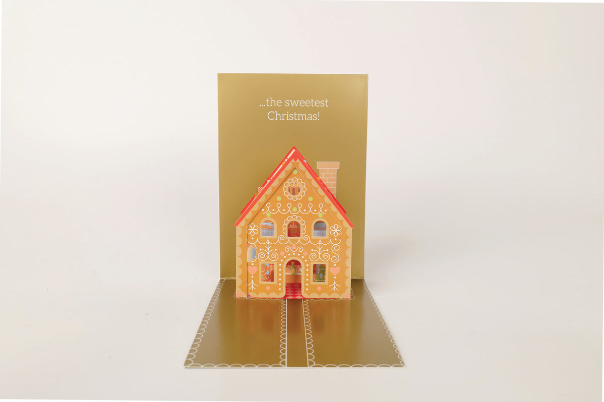 Tarjeta Pop-up Navideña de Casa de Jengibre