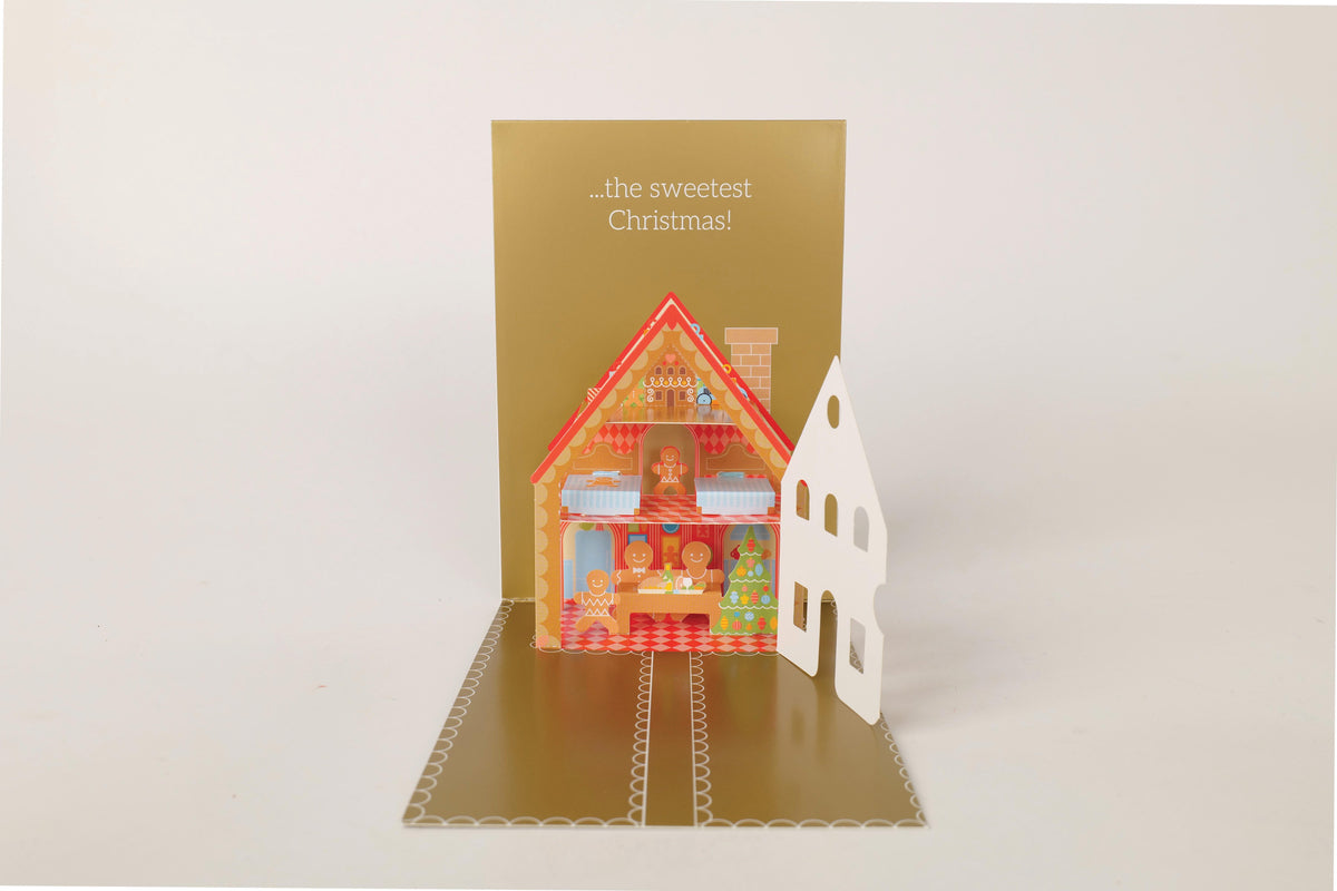 Tarjeta Pop-up Navideña de Casa de Jengibre