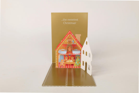 Tarjeta Pop-up Navideña de Casa de Jengibre